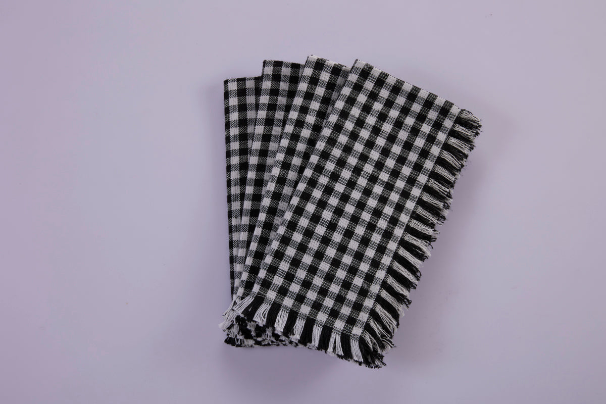 Buffalo Checks Napkins - Set of 4 - 100% Cotton -  Black / White