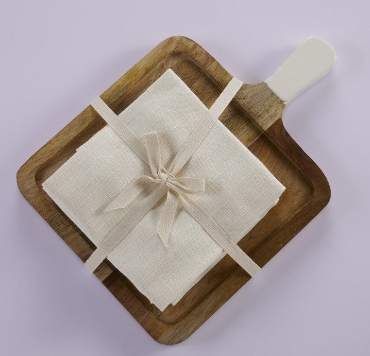 Wooden Tray with 4 Napkins