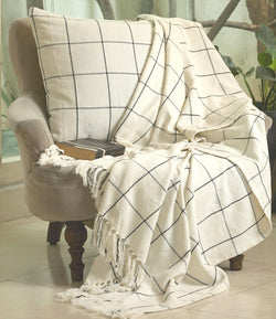 Cotton Checks Throw with Pillow Cover