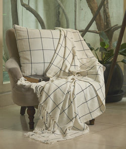 Cotton Checks Throw with Pillow Cover