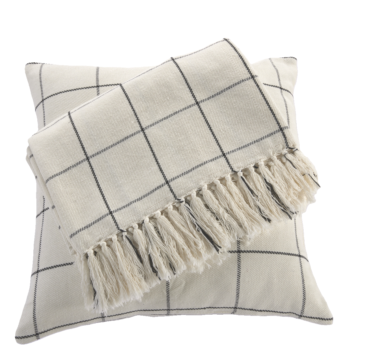 Cotton Checks Throw with Pillow Cover