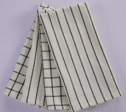 Pantry Towels - Cotton Stripes & Checks Multi Pack  - Set Of 4  Kitchen Towels - 100 % Cotton - Ivory / Black