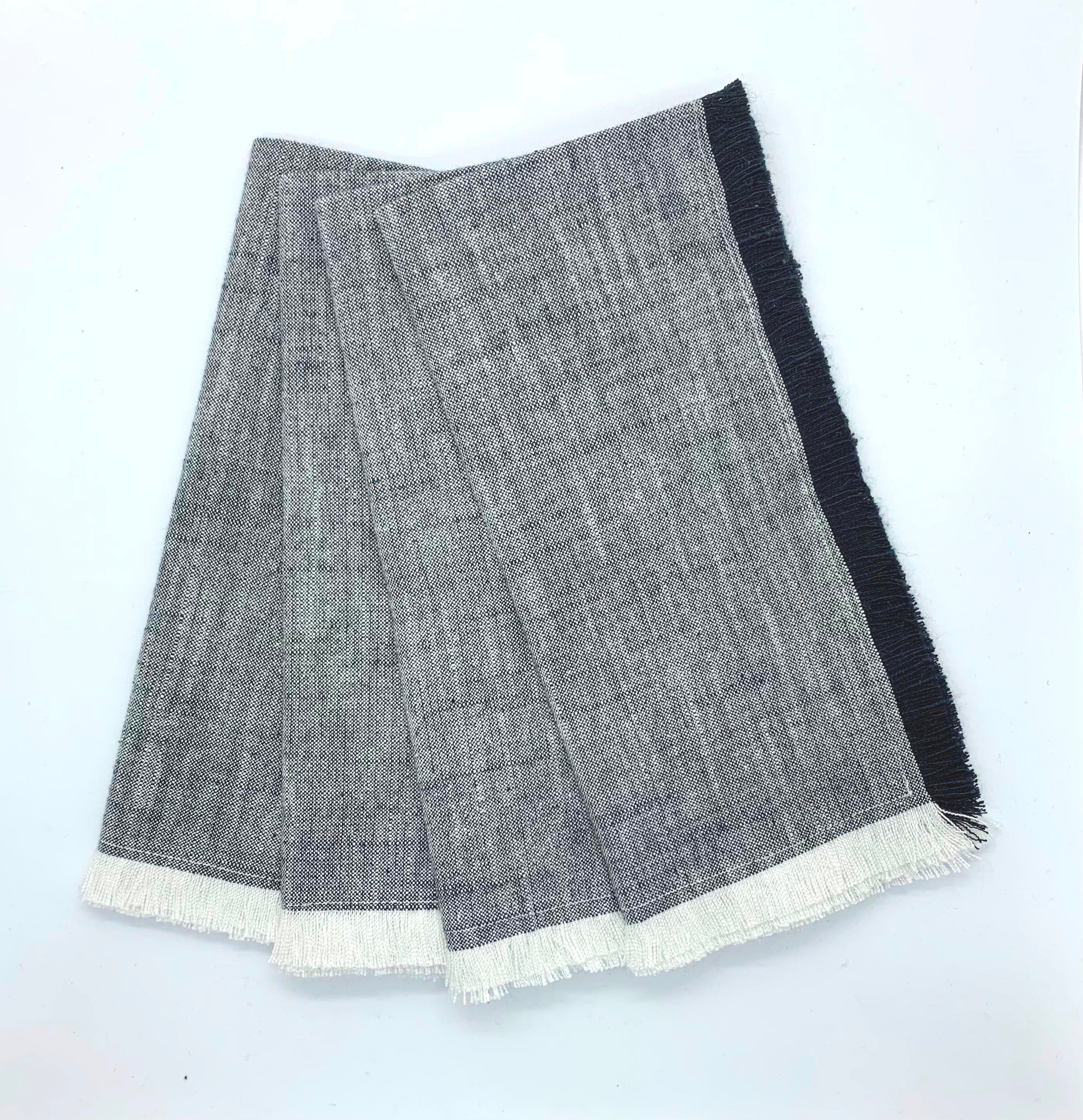Cotton Fringe Napkins - Set of 4- 100% Cotton - Black