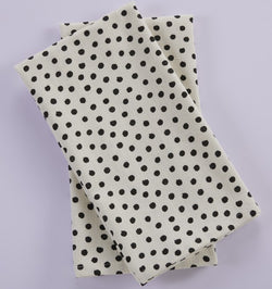 Premium Cotton Printed Towels - Polka Dot Print Set of 2 Kitchen Towels - 100 % Cotton - Ivory / Black