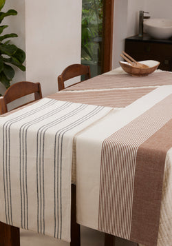 Cozy Stripes - Runner 100 % Cotton - Mocha